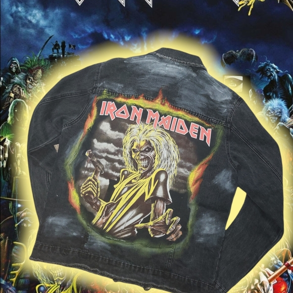 *SOLD*1of1 Iron maiden denim jacket - Picture 2 of 4